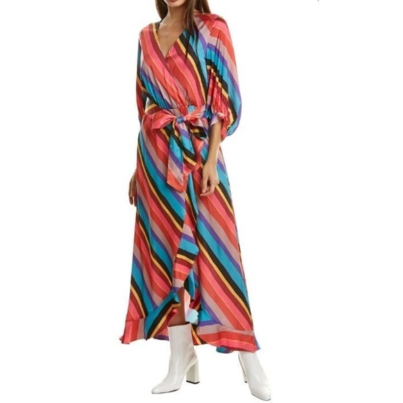 M Medium New Crosby By Mollie Burch Womens Young Wrap Maxi Dress colorful - Picture 3 of 9